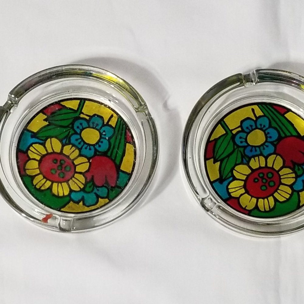 Vintage Clear Round Ashtray